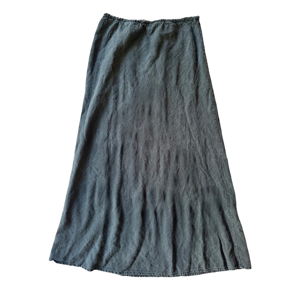 Bryn Walker Maxi Skirt Women Large Black 100% Linen Lagenlook USA Minimalist